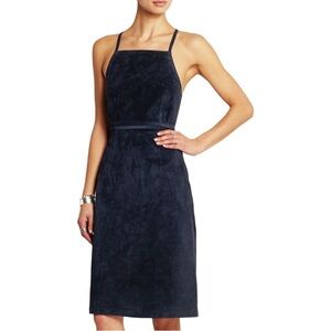 THEORY Lilita Backless Suede Dress NWT $715 Navy Blue genuine suede leather sz 6